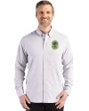 View image 7: Nashville SC Cutter & Buck Skyline Recycled Gingham Mens Big & Tall Long Sleeve Button Down  Dress Shirt Concrete/White Front
