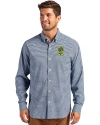 View image 13: Nashville SC Cutter & Buck Skyline Recycled Gingham Mens Big & Tall Long Sleeve Button Down  Dress Shirt Pale Blue/Navy Blue Front