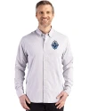Vancouver Whitecaps FC Cutter & Buck Skyline Epic Confidence Recycled Gingham Mens Big & Tall Long Sleeve Dress Shirt Concrete/White Front Thumbnail Image