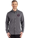 Inter Miami CF Cutter & Buck Skyline Epic Confidence Recycled Gingham Mens Big & Tall Long Sleeve Dress Shirt Black/Elemental Grey Front Thumbnail Image