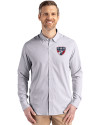 FC Dallas Cutter & Buck Skyline Epic Confidence Recycled Pinstripe Mens Big & Tall Long Sleeve Dress Shirt Elemental Grey/White Front Thumbnail Image