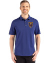 Real Salt Lake Cutter & Buck Advantage Refresh Epic Confidence Recycled Mens Tri-Blend Pique Polo Tour Blue Front Thumbnail Image