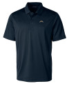 Los Angeles Chargers Cutter & Buck Prospect Eco Textured Stretch Recycled Mens Short Sleeve Polo Navy Blue Mannequin Thumbnail Image