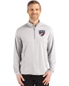 View image 7: FC Dallas Cutter & Buck Coastline Recycled Double Peached Mens Quarter Zip Pullover CONCRETE Front