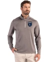 San Jose Earthquakes Cutter & Buck Coastline Epic Comfort Recycled Mens Quarter Zip Elemental Grey Front Thumbnail Image