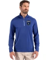 San Jose Earthquakes Cutter & Buck Coastline Epic Comfort Recycled Mens Quarter Zip Tour Blue Front Thumbnail Image