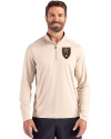 Real Salt Lake Cutter & Buck Coastline Epic Comfort Recycled Mens Quarter Zip Wheat Front Thumbnail Image