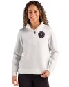 View image 10: Inter Miami CF Cutter & Buck Roam Recycled Buttery-Soft Knit Womens Quarter Zip Pullover Solitaire Front