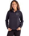 Philadelphia Union Cutter & Buck Roam Epic Versatility Recycled Womens Quarter Zip Pullover Navy Blue Front Thumbnail Image