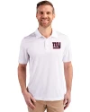 New York Giants Cutter & Buck Prospect Eco Textured Stretch Recycled Mens Short Sleeve Polo White Front Thumbnail Image