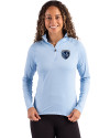 Sporting Kansas City Cutter & Buck Coastline Epic Comfort Recycled Women’s Quarter Zip Atlas Light Blue Front Thumbnail Image
