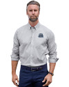 Old Dominion Monarchs Cutter & Buck Stretch Oxford Stripe Mens Long Sleeve Dress Shirt Charcoal Front Thumbnail Image