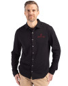 Santa Clara Broncos Cutter & Buck Advantage Tri-Blend Eco Soft Pique Long Sleeve Knitted Mens Button Up Black Front Thumbnail Image