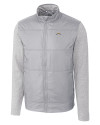 Los Angeles Chargers Cutter & Buck Stealth Hybrid Quilted Mens Full Zip Windbreaker Jacket Polished Medium Gray Mannequin Thumbnail Image