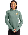 Athletics Cutter & Buck Adapt Knit Recycled Womens Heathered Hooded Pullover Hunter Heather Front Thumbnail Image