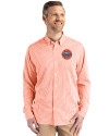 HoustonAstrosCooperstown- Cutter & Buck Skyline Epic Confidence Recycled Gingham Mens Big & Tall Long Sleeve Dress Shirt College Orange/White Front Thumbnail Image