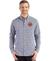 HoustonAstrosCooperstown- Cutter & Buck Skyline Epic Confidence Recycled Gingham Mens Big & Tall Long Sleeve Dress Shirt Navy Blue/White Front Thumbnail Image