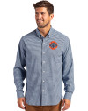 HoustonAstrosCooperstown- Cutter & Buck Skyline Epic Confidence Recycled Gingham Mens Big & Tall Long Sleeve Dress Shirt Pale Blue/Navy Blue Front Thumbnail Image