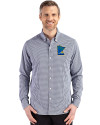 Minnesota Twins City Connect Cutter & Buck Skyline Epic Confidence Recycled Gingham Mens Big & Tall Long Sleeve Dress Shirt Navy Blue/White Front Thumbnail Image