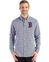 Boston Red Sox Cutter & Buck Skyline Epic Confidence Recycled Gingham Mens Big & Tall Long Sleeve Dress Shirt Navy Blue/White Front Thumbnail Image