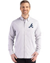 Atlanta Braves Cutter & Buck Skyline Epic Confidence Recycled Gingham Mens Big & Tall Long Sleeve Dress Shirt Concrete/White Front Thumbnail Image