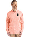 San Francisco Giants Cutter & Buck Skyline Epic Confidence Recycled Gingham Mens Big & Tall Long Sleeve Dress Shirt College Orange/White Front Thumbnail Image