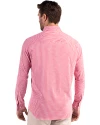Toronto Blue Jays Cooperstown Cutter & Buck Skyline Epic Confidence Recycled Gingham Mens Big & Tall Long Sleeve Dress Shirt Red/White Back Thumbnail Image