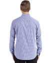 Toronto Blue Jays Cooperstown Cutter & Buck Skyline Epic Confidence Recycled Gingham Mens Big & Tall Long Sleeve Dress Shirt Tour Blue/White Back Thumbnail Image
