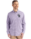 Colorado Rockies Cutter & Buck Skyline Epic Confidence Recycled Gingham Mens Big & Tall Long Sleeve Dress Shirt College Purple/White Front Thumbnail Image