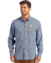 Houston Astros City Connect Cutter & Buck Skyline Epic Confidence Recycled Gingham Mens Big & Tall Long Sleeve Dress Shirt Pale Blue/Navy Blue Front Thumbnail Image
