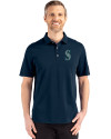 Seattle Mariners Cutter & Buck Advantage Refresh Epic Confidence Recycled Mens Tri-Blend Pique Polo Liberty Navy Front Thumbnail Image