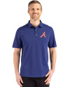 Atlanta Braves Cooperstown Cutter & Buck Advantage Refresh Epic Confidence Recycled Mens Tri-Blend Pique Polo Tour Blue Front Thumbnail Image