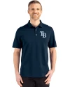 Tampa Bay Rays Cutter & Buck Advantage Refresh Epic Confidence Recycled Mens Tri-Blend Pique Polo Liberty Navy Front Thumbnail Image