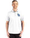 Tampa Bay Rays Cutter & Buck Advantage Refresh Epic Confidence Recycled Mens Tri-Blend Pique Polo White Front Thumbnail Image