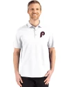 Philadelphia Phillies Cooperstown Cutter & Buck Advantage Refresh Epic Confidence Recycled Mens Tri-Blend Pique Polo White Front Thumbnail Image