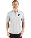 Miami Marlins Cooperstown Cutter & Buck Advantage Refresh Epic Confidence Recycled Mens Tri-Blend Pique Polo CONCRETE Front Thumbnail Image