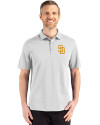 View image 4: San Diego Padres Cutter & Buck Advantage Refresh Recycled Cotton-Blend Pique Mens Polo CONCRETE Front