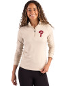 Philadelphia Phillies Cutter & Buck Coastline Epic Comfort Recycled Women’s Quarter Zip Wheat Front Thumbnail Image