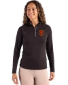 San Francisco Giants Cutter & Buck Coastline Epic Comfort Recycled Women’s Quarter Zip Black Front Thumbnail Image