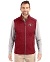 San Francisco 49ers Cutter & Buck Mainsail Sweater-Knit Mens Full Zip Vest Cardinal Red Heather Front Thumbnail Image