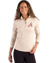 Atlanta Braves Cooperstown Cutter & Buck Coastline Epic Comfort Recycled Women’s Quarter Zip Wheat Front Thumbnail Image