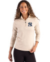 New York Yankees Cutter & Buck Coastline Epic Comfort Recycled Women’s Quarter Zip Wheat Front Thumbnail Image