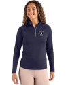 Houston Astro Mono Cutter & Buck Coastline Epic Comfort Recycled Women’s Quarter Zip Navy Blue Front Thumbnail Image