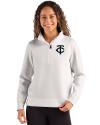 Minnesota Twins Mono Cutter & Buck Roam Epic Versatility Recycled Womens Quarter Zip Pullover Solitare Front Thumbnail Image