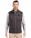 Carolina Panthers Cutter & Buck Mainsail Sweater-Knit Mens Full Zip Vest Charcoal Heather Front Thumbnail Image