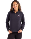 Atlanta Braves Stars & Stripes Cutter & Buck Roam Epic Versatility Recycled Womens Quarter Zip Pullover Navy Blue Front Thumbnail Image