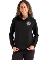 New York Yankees Mono Cutter & Buck Roam Epic Versatility Recycled Womens Quarter Zip Pullover Black Front Thumbnail Image