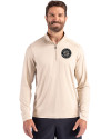 Seattle Mariners Mono Cutter & Buck Coastline Epic Comfort Recycled Mens Quarter Zip Wheat Front Thumbnail Image