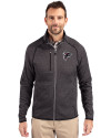 Atlanta Falcons Cutter & Buck Mainsail Sweater-Knit Mens Full Zip Jacket Charcoal Heather Front Thumbnail Image