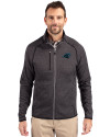 Carolina Panthers Cutter & Buck Mainsail Sweater-Knit Mens Full Zip Jacket Charcoal Heather Front Thumbnail Image